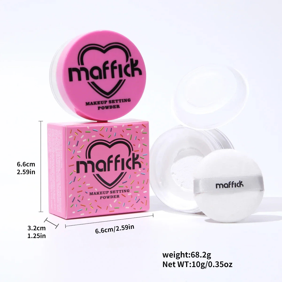 Blushimmer Sweet Heart Powder loose setting powder with soft, airy texture, oil-control, sweat-proof, waterproof finish, long-lasting.