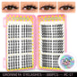 Blushimmer GROINNEYA eyelash clusters with 320 natural volume lash extensions, showing mixed tray of individual cluster lashes.