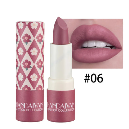 Blushimmer Velvet Matte Lipstick in New Nude with moisturizing tint, creamy formula, waterproof and available in 8 luxurious shades.