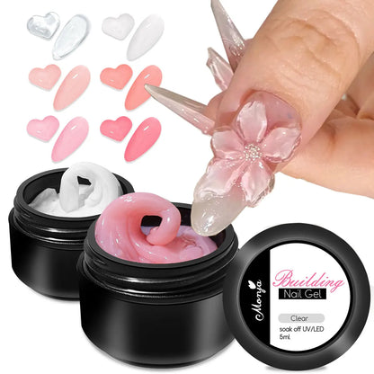 Blushimmer clear non-stick gel nail polish in 5/15ml bottles, perfect for 3D shaping, sculpting, and carving for DIY manicures.