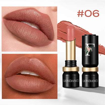 Blushimmer LIONDANCE Velvet Matte Lipstick in soft nude dark shade, high pigmented, waterproof, long-lasting lip balm for women