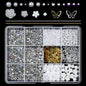 Set of 120 gold bow, butterfly, and star nail charms from Blushimmer, shiny metal nail jewelry for luxury nail art decoration.