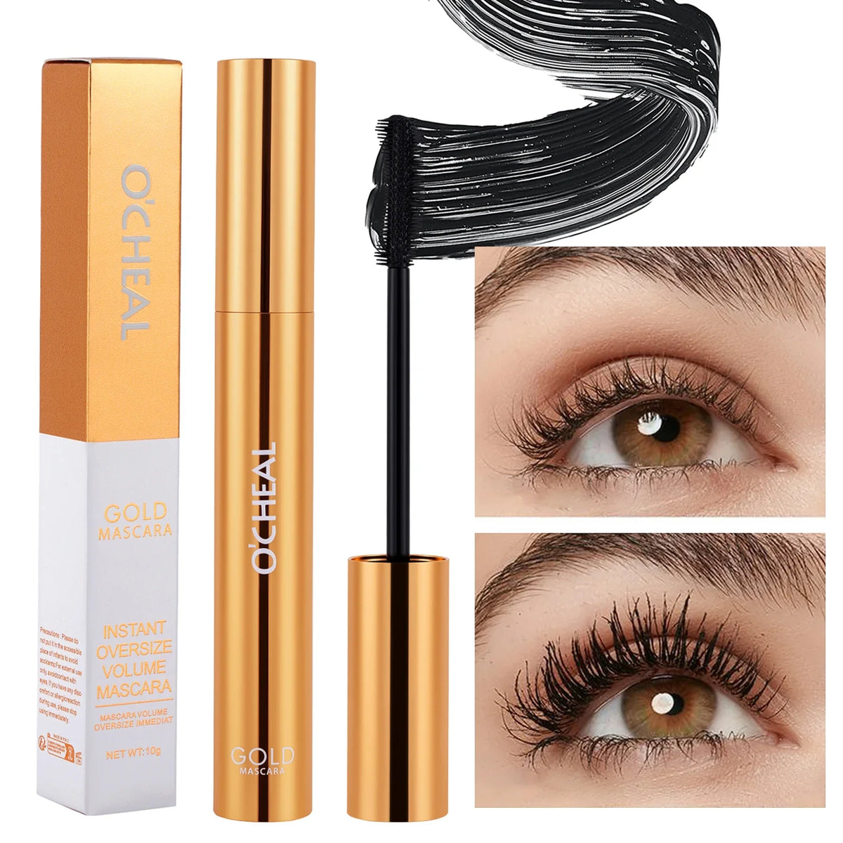 Blushimmer O‘cheal mascara black lash eyelash brush with 3D silk for thick, curling, lengthening eye lashes in beauty makeup.