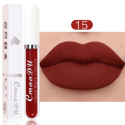 CmaaDu 1 Pcs Matte Lip Gloss Liquid Lipstick- Lip Stains with Long-Lasting Waterproof,  Adult Age Range, Red Tones Easy to Color