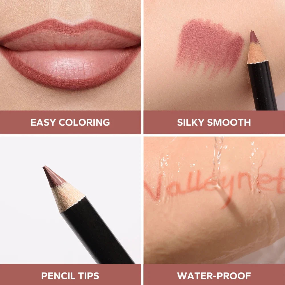 Blushimmer nude brown lip liner and eyeliner set with long-lasting matte waterproof lipstick, 4-piece cosmetic collection for women.