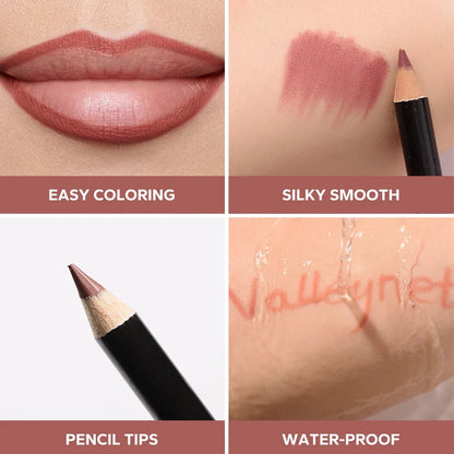 Blushimmer nude brown lip liner and eyeliner set with long-lasting matte waterproof lipstick, 4-piece cosmetic collection for women.
