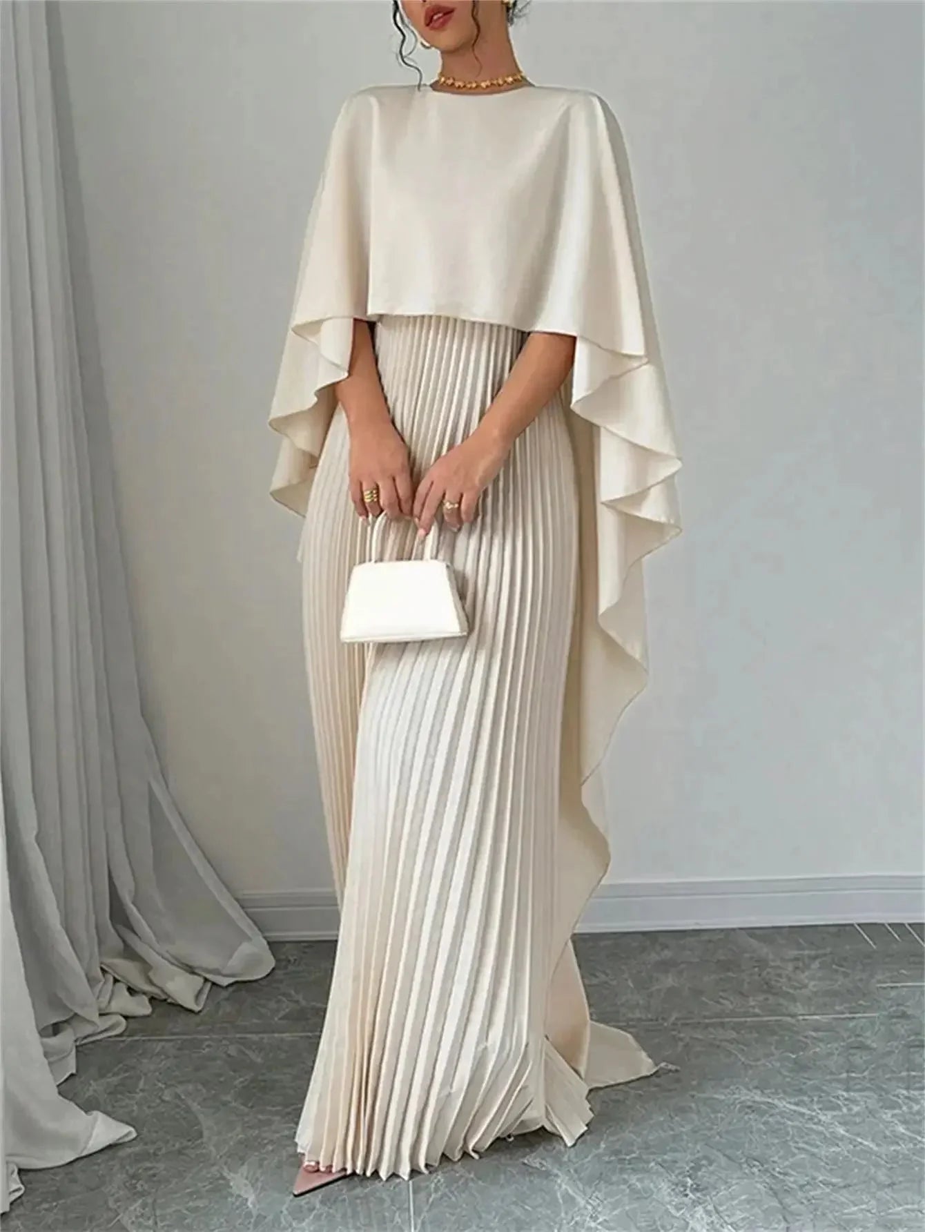 Elegant Harmony Draped Event Outfit by Luxlife Brands featuring flowing fabric and stylish draping for special occasions.
