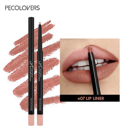 Blushimmer waterproof matte lipliner pencil in red, showing a sleek lipstick tube with moisturizing, long-lasting lip color in 12 shades