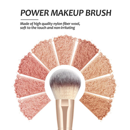 Set of seven Blushimmer makeup brushes with soft bristles for foundation, powder, concealer, and blush application.