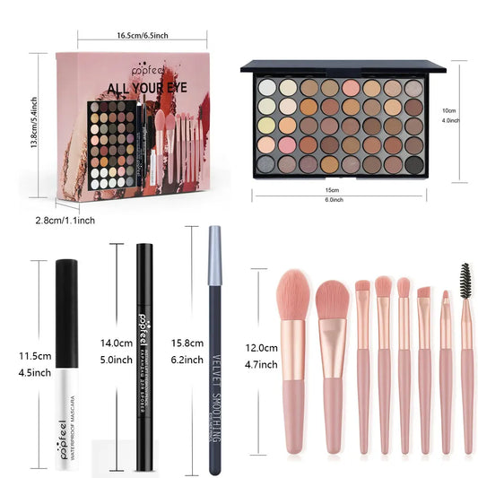Blushimmer POPFEEL Complete Holiday Makeup Gift Set with eyeshadows, blushes, and brushes for a stunning makeup transformation
