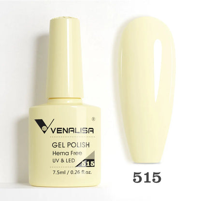 Venalisa Blushimmer glitter nail gel polish in pink nude, full coverage soak-off UV/LED French nail color with sparkling finish