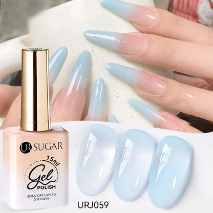 Blushimmer UR Sugar 15ml jelly milky white translucent gel polish for semi-permanent UV nail art and soak-off gel varnish.