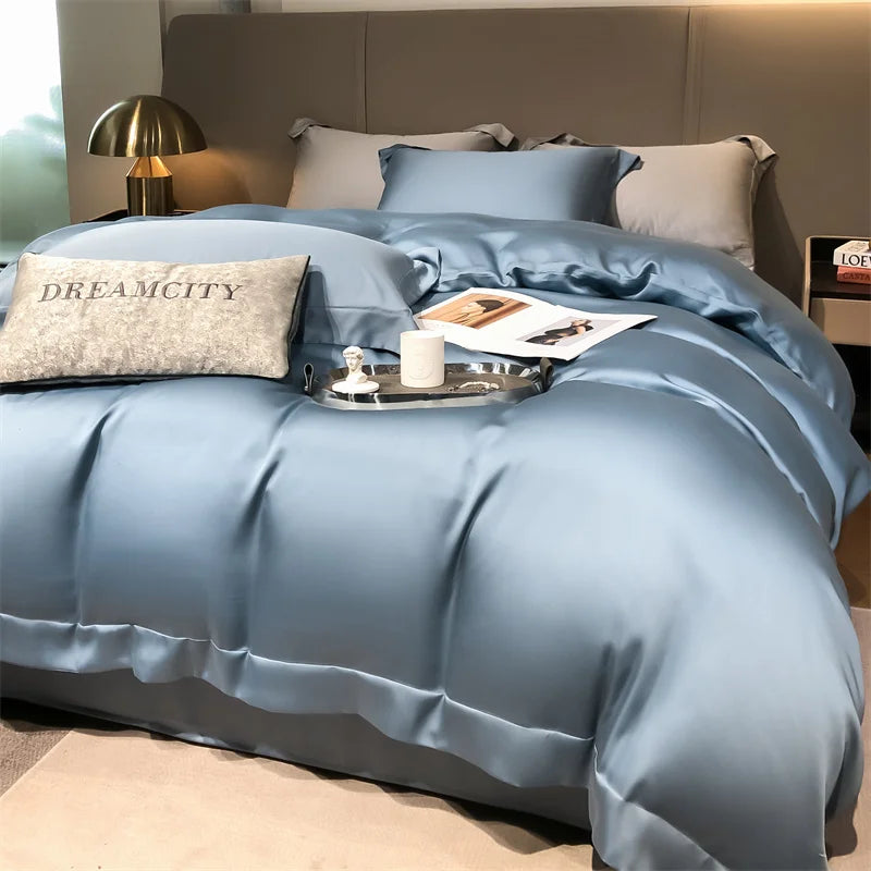Silky 100% Bamboo Bedding Set Organic Pure Bamboo Duvet Cover Set with Quilt Cover Bed Sheet Pillowcase Luxury Cooling Bed Linen