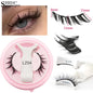 Handmade fluffy faux mink magnetic eyelashes with reusable design, shown alongside magnetic tweezers for easy application.