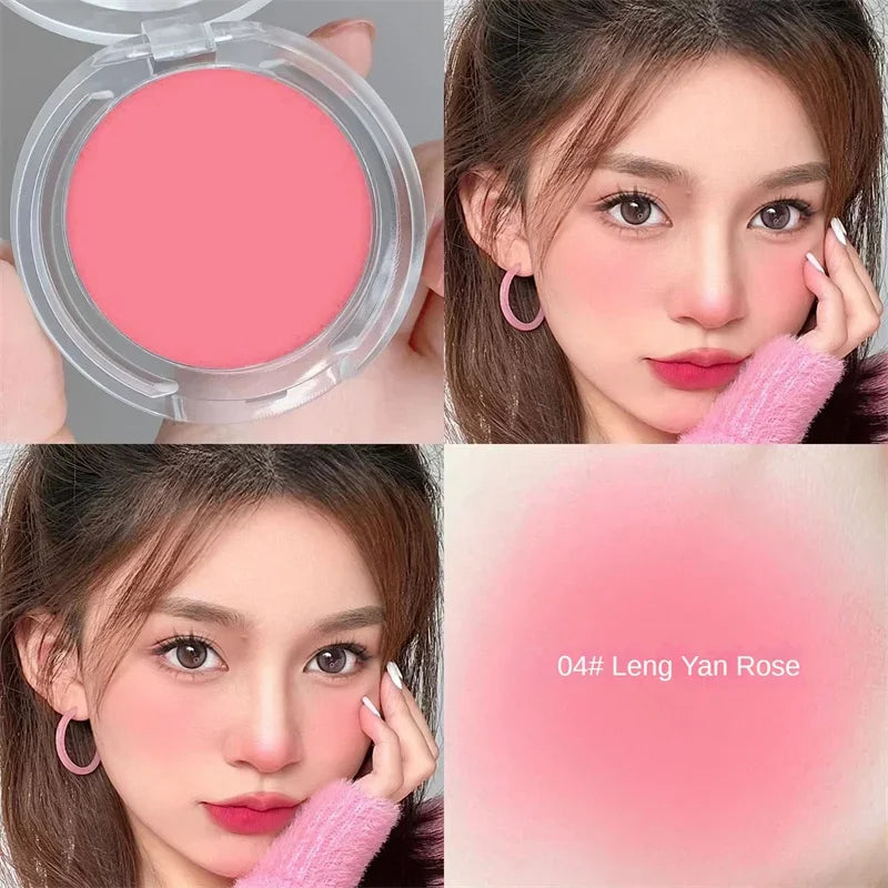 Blushimmer monochrome blush in natural matte pink for cheeks, waterproof face contouring makeup with soft, brightening finish