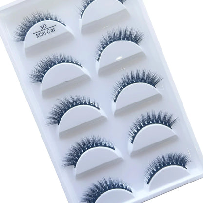 Set of 5 pairs of natural 3D mink false eyelashes by Blushimmer, featuring fluffy, full lashes ideal for makeup and beauty looks.