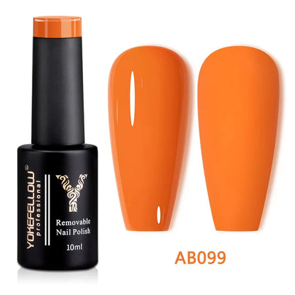 YOKEFELLOW 10ml translucent pink gel nail polish by Blushimmer, showing smooth, glossy soak-off UV gel with a nude finish.