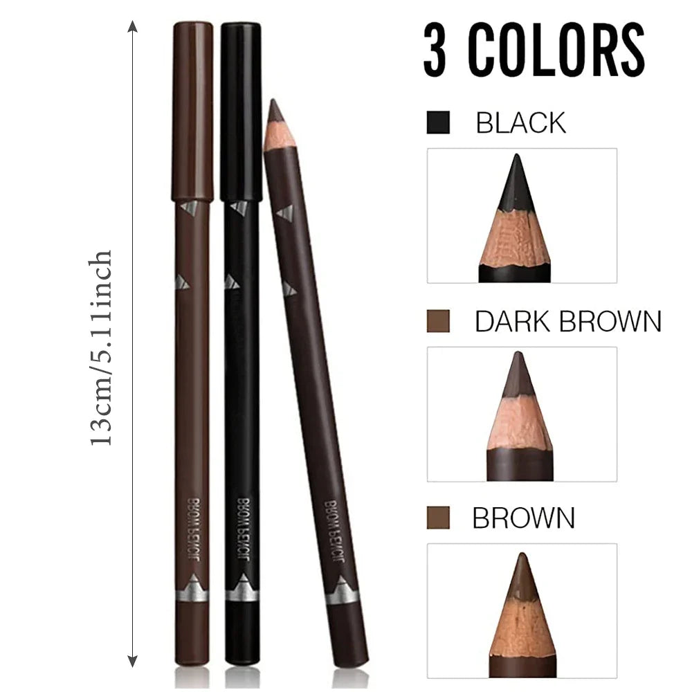 Set of 6/12 waterproof eyebrow pencils by Blushimmer, professional eye makeup pens for natural black and brown eyebrow color.
