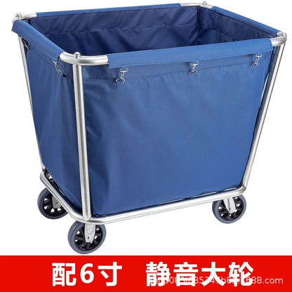 Stainless steel hotel rooms linen cart cloth bag hotel thickened silent linen cart multifunctional cleaning room car