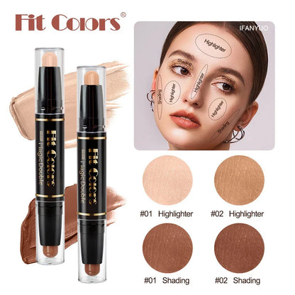 Blushimmer double-head highlight and shadow stick with face bronzer, contouring, and foundation cream for makeup and concealer application