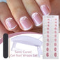 Blushimmer Harunouta 4-piece set of nude pink gradient gel nail strips with waterproof, semi-cured finish and nail lamp for long-lasting manicure