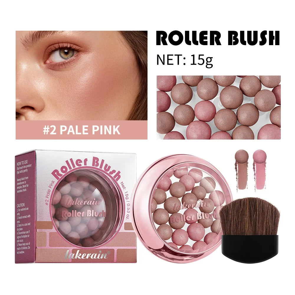 Blushimmer Lakerain spherical pink pearl blush with brightening and delicate finish, designed for a radiant, feminine makeup look.