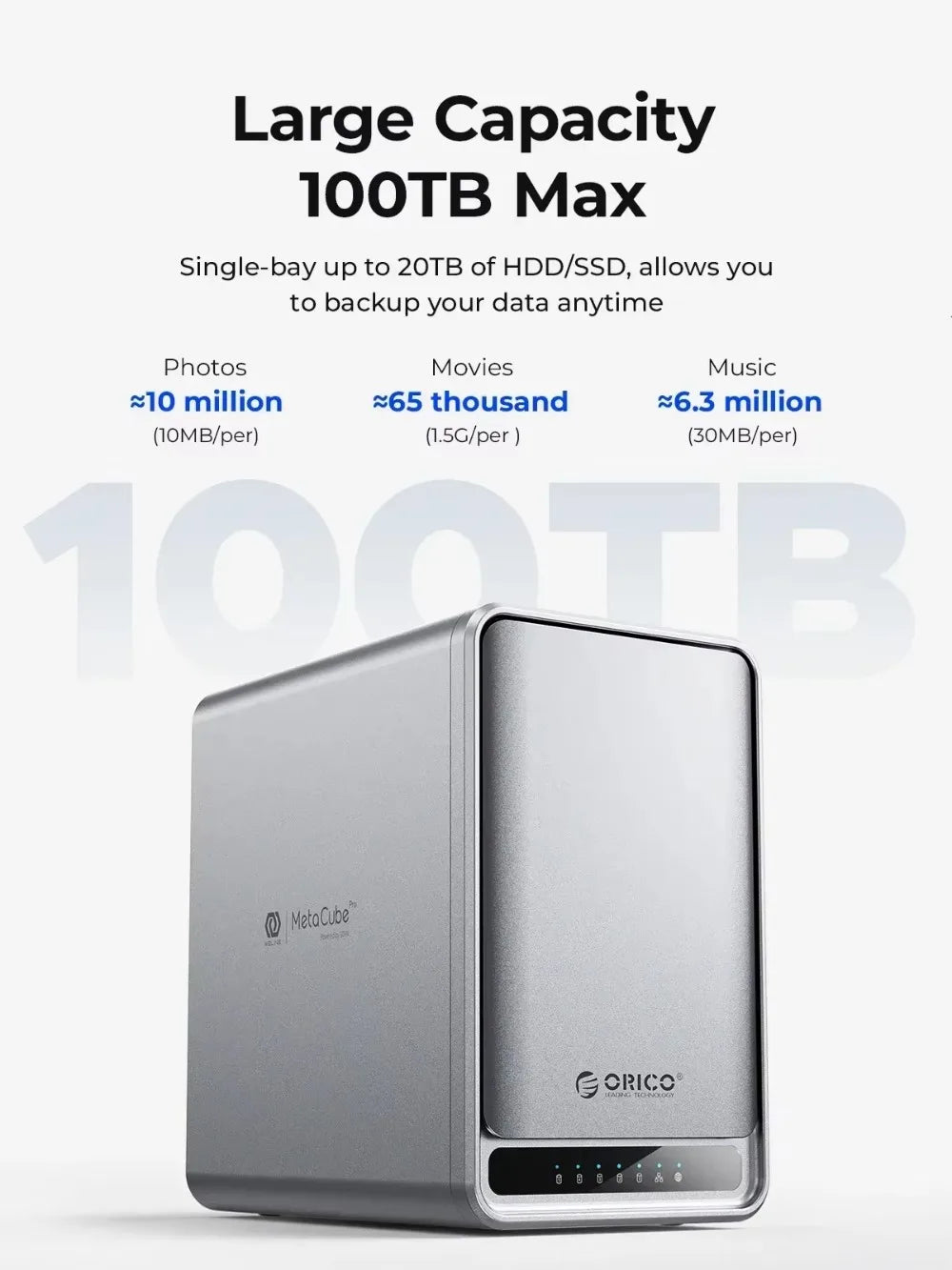 ORICO NAS Storage 2/5 Bay Personal Cloud Network Storage External Hd Case Supports Remote Access,Shared Data, for Pc Case RAID