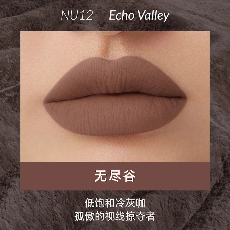Blushimmer Kaleidos lipstick in matte velvet nude with waterproof, long-lasting lip stain and lip gloss finish.