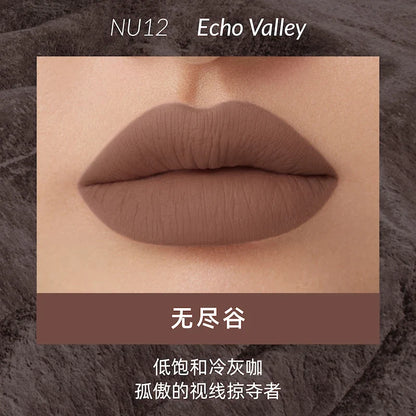 Blushimmer Kaleidos lipstick in matte velvet nude with waterproof, long-lasting lip stain and lip gloss finish.