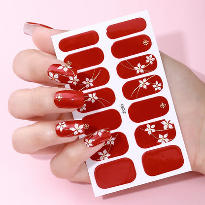 Blushimmer DIY nail stickers featuring spring and summer floral designs on self-adhesive full cover nail strips for easy decoration