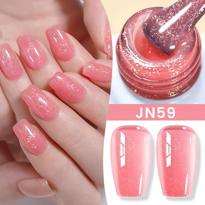 Blushimmer Born Pretty Jelly Nude Gel Nail Polish in light pink peach, translucent UV cure gel for DIY nail art, 10ml bottle