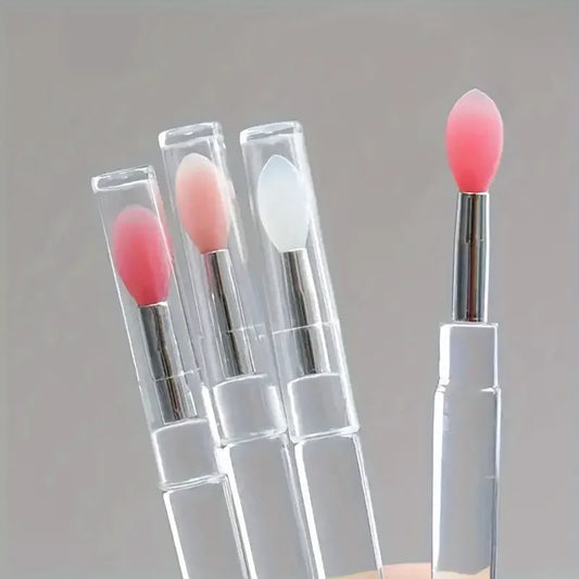 Set of 1, 3, or 5 portable Blushimmer silicone lip brushes with covers, soft multifunctional applicators for lip balm, lipstick, and gloss.