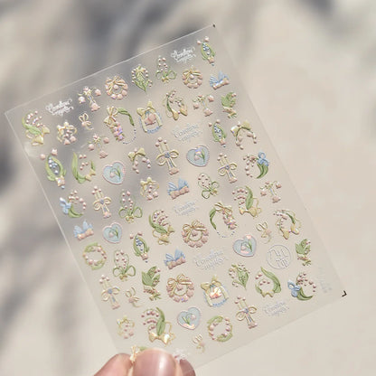 Blushimmer Dream Flower Window Shell Nail Art Stickers with Japanese flower design on self-adhesive decals for press-on nails.
