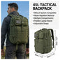 ReFireGearUS 45L tactical hunting backpack with Molle, camouflage, water-resistant outdoor field bag, multiple pockets for camping and hiking.