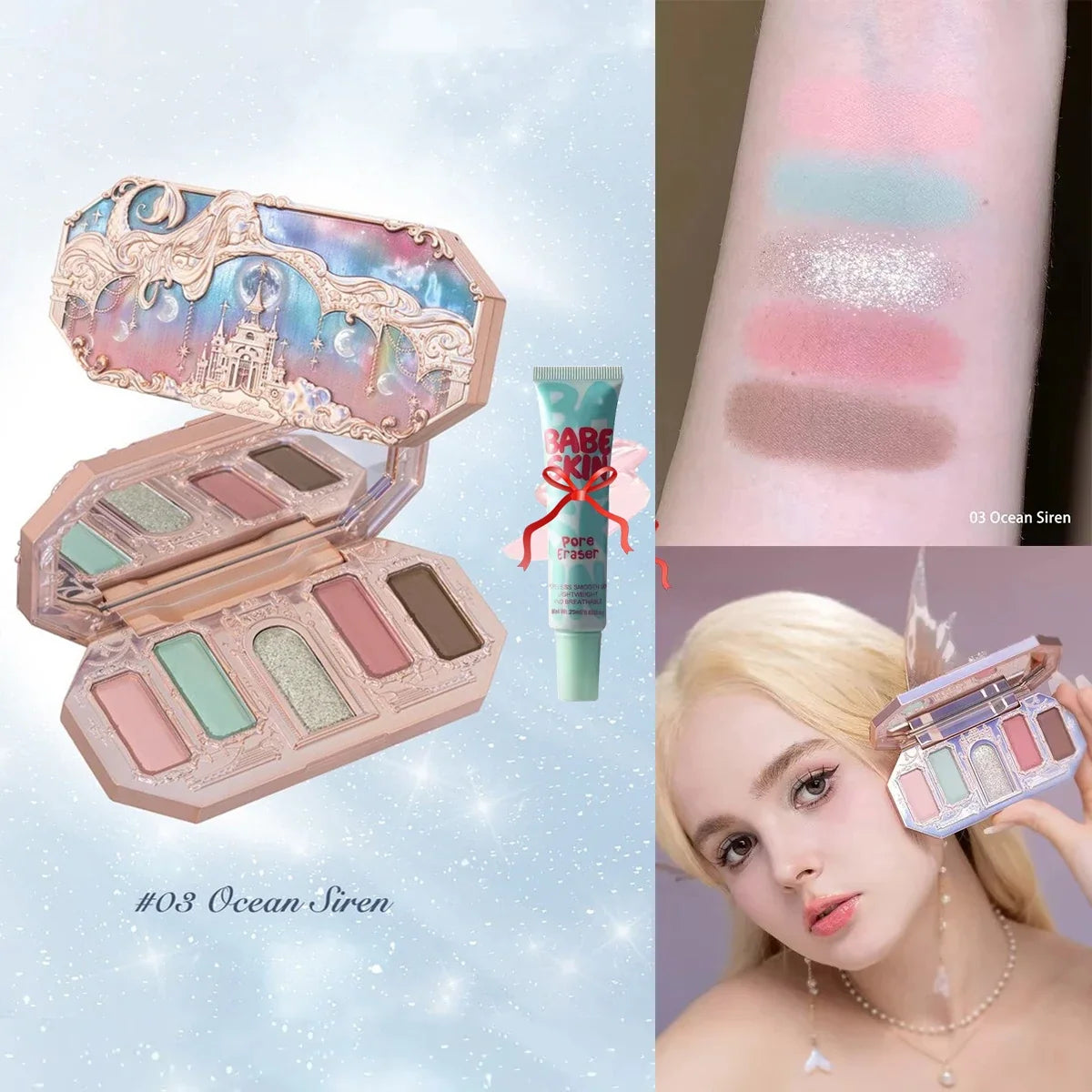 Blushimmer Flower Knows Chocolate Wonder-Shop 8-color eyeshadow palette with warm brown and earthy shades, open to show the colors.