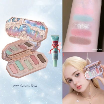 Blushimmer Flower Knows Chocolate Wonder-Shop 8-color eyeshadow palette with warm brown and earthy shades, open to show the colors.