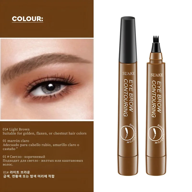 4D Microblading Eyebrow Pen 4 Forks Tip Eyebrow Tattoo Pencil Long Lasting Fine Sketch Liquid Eye Brow Make Up