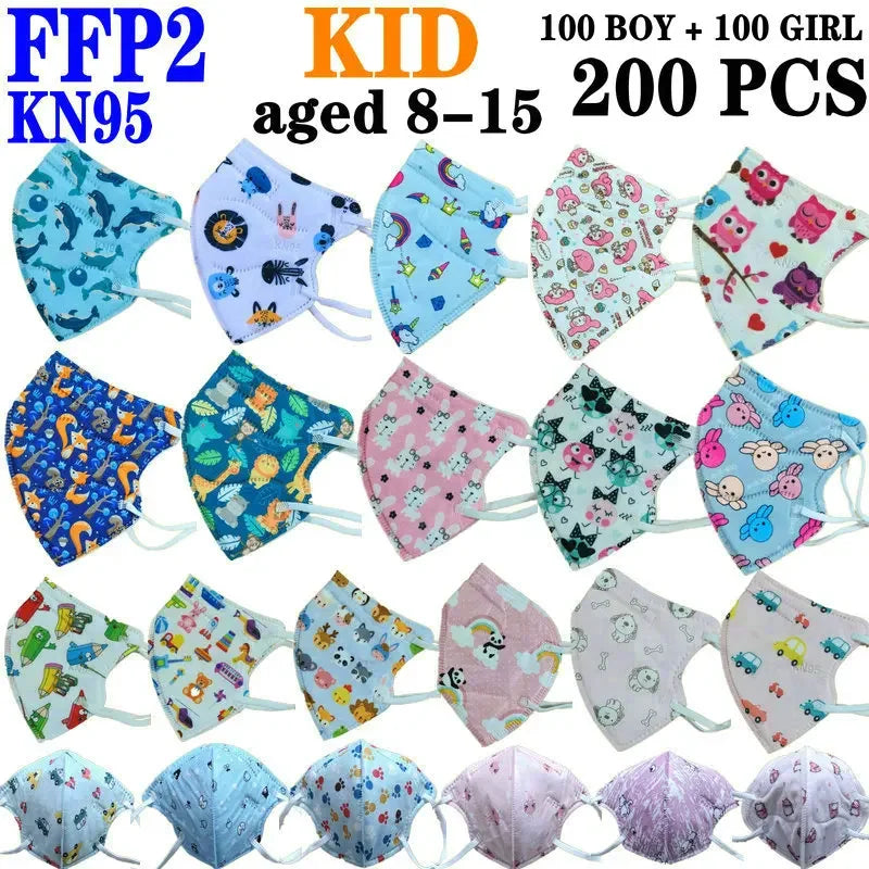 Child FFP2 KN95 Mask Kid 4-12 8-15Years Old Cartoons Masque Boys Girls Children Mascarillas CE Face Mask Safety fpp2