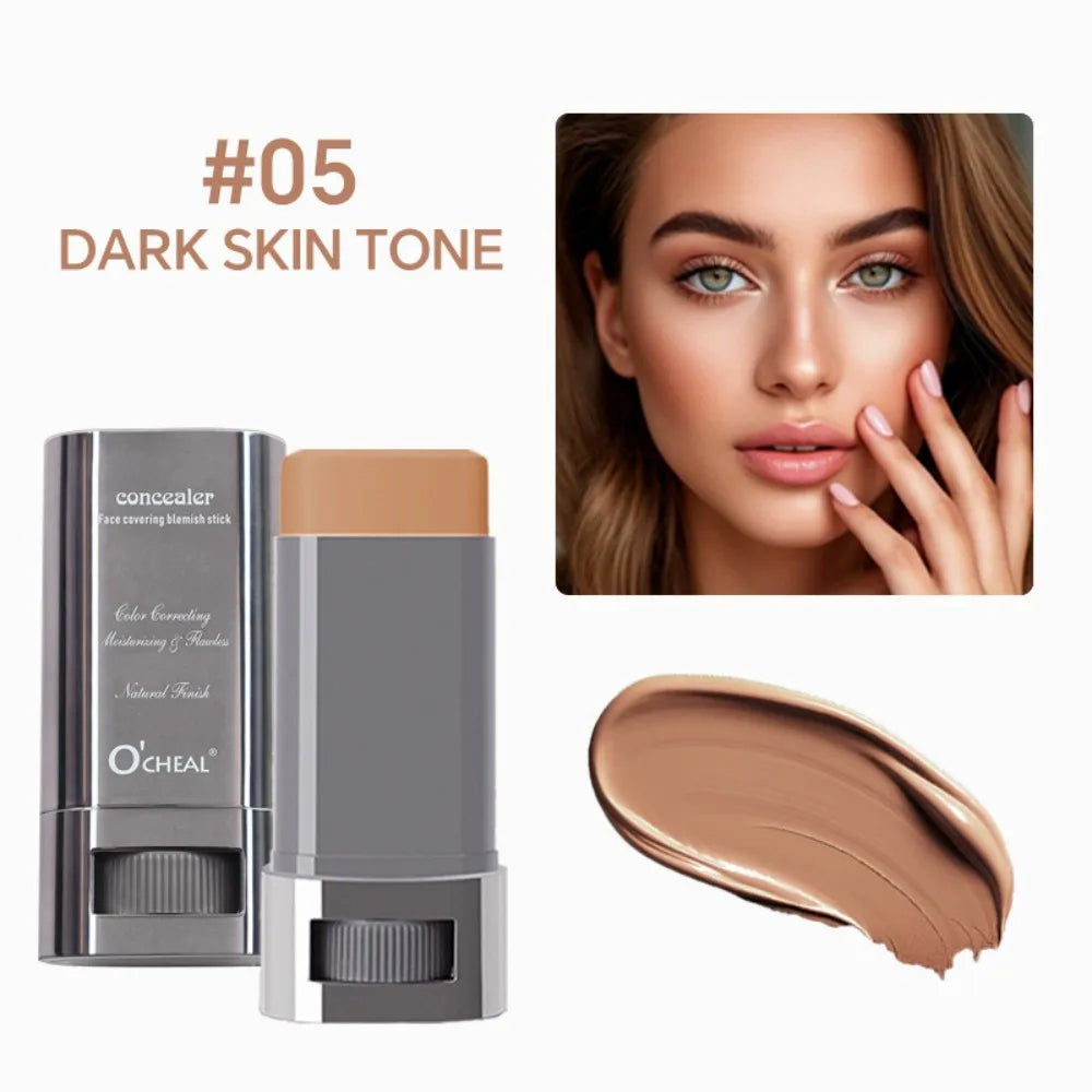 Blushimmer stick foundation balm with serum, high coverage, travel-friendly bronze skin tint and smooth plumping finish.