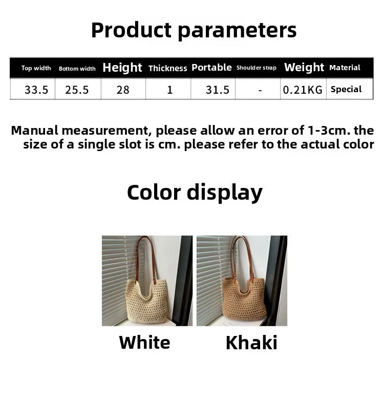 Hand Woven Shoulder Bag 2025 New Large Capacity Commuting Straw Woven Women Tote Bag Leisure Beach Vacation Straw Woven Bag