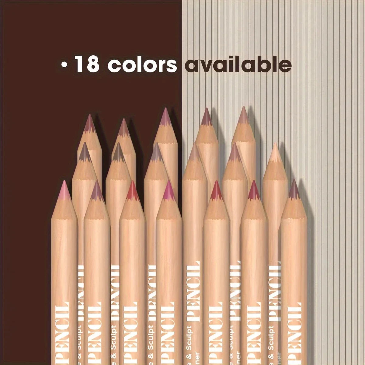 Six velvet matte lip liner pencils by Blushimmer in shades of berry, brown, and pink, arranged in a set for long-lasting lip makeup.