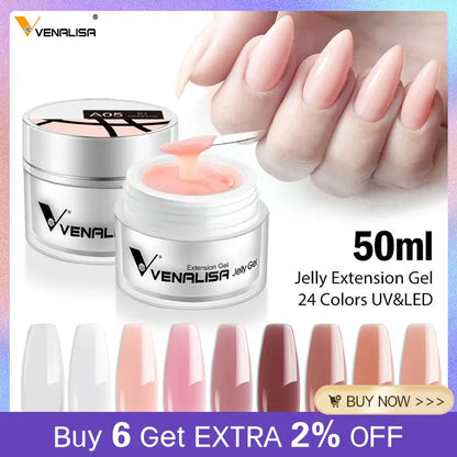 Blushimmer clear 50ml TPO free jelly nail extension gel for French nails, UV soak-off nail builder with natural color finish