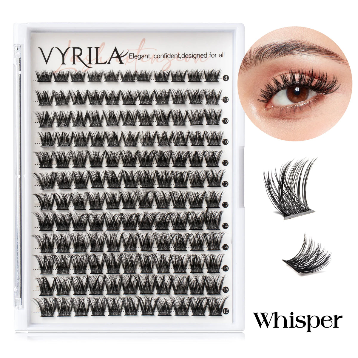 Blushimmer 3D wispy eyelash extension clusters with C curl, thin band, reusable natural lashes for DIY eyelash enhancement.