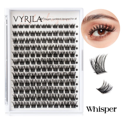 Blushimmer 3D wispy eyelash extension clusters with C curl, thin band, reusable natural lashes for DIY eyelash enhancement.