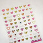 Colorful Cat's Eye 5D gradient European love heart gem nail art stickers with crystal geometric design by Blushimmer, self-adhesive manicure decals.