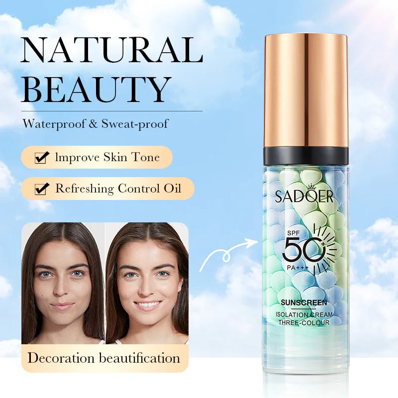 Blushimmer face makeup primer with tri-color cream contour, waterproof foundation base, 40g, natural makeup look.