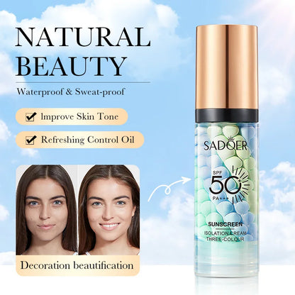 Blushimmer face makeup primer with tri-color cream contour, waterproof foundation base, 40g, natural makeup look.
