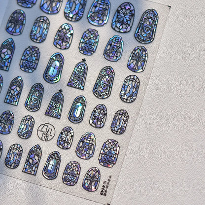 Blushimmer Dream Flower window shell light nail art stickers with Japanese flower design, self-adhesive press-on nail decals.