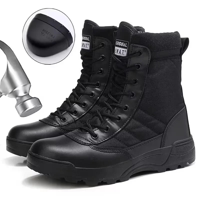 Men's Steel Toe Boots Outdoor Tactical Hiking Desert Boots Men Stab-proof Smashing Work Safty Shoes Wear Protection Shoes