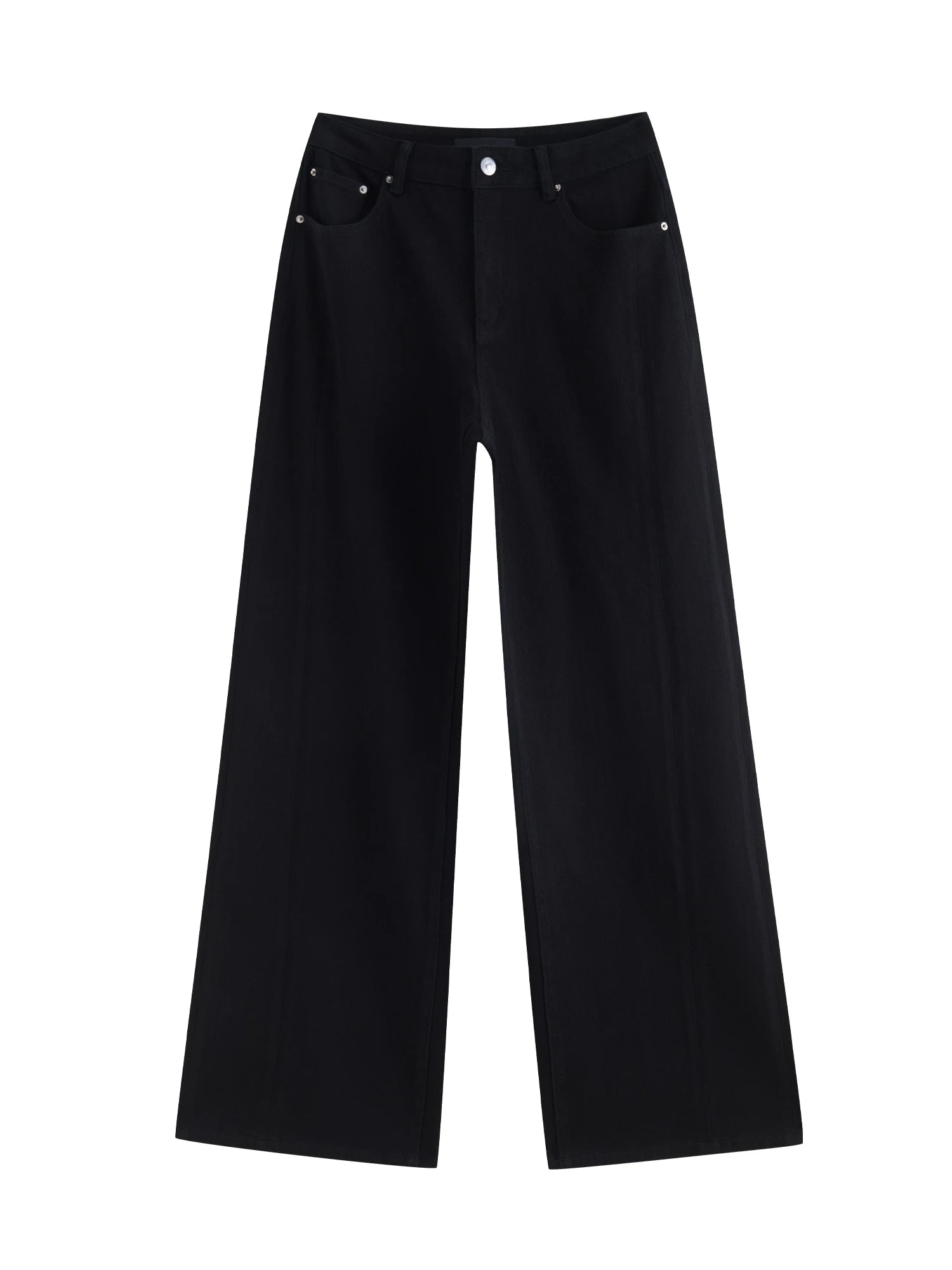 ZIQIAO Black straight wide-leg jeans women's 2025 new elastic mopping pants 25ZQ93013+25ZQ93085